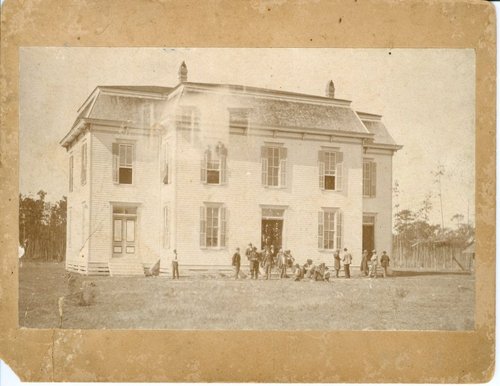 This is the historic photo of the first courthouse in Kountze, built in 1887.