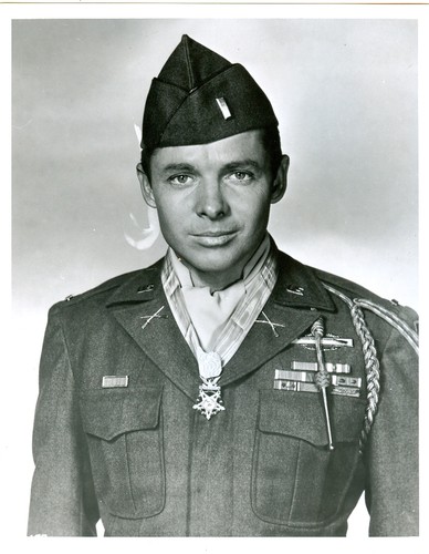 Audie Murphy WWII Hero from Texas pictured with Medal of Honor.