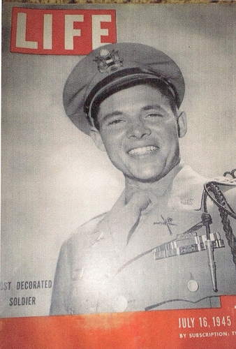 The authors July 16, 1945 LIFE Magazine showing Lt. Audie Murphy on the cover wearing his Medal of Honor.