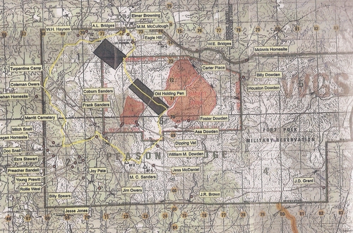 Map of Peason Ridge Military Reservation showing home sites. (US Army Ft Polk)