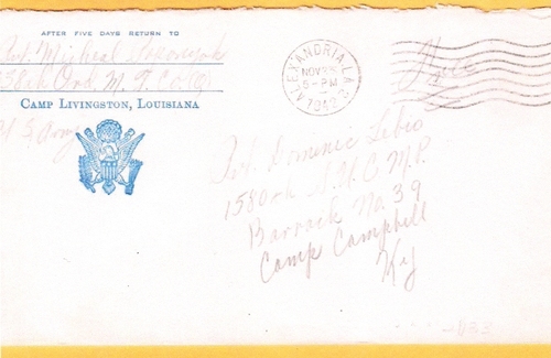 Letter mailed from Camp Livingston, La. during World War II. (Rickey Robertson Collection)