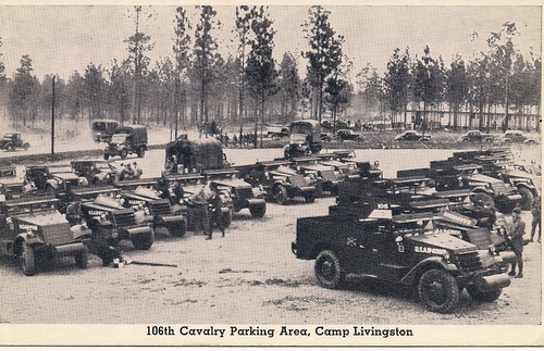 106th Cavalry parking area at Camp Livingston, La. early in World War II. (Rickey Robertson Collection)