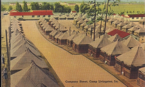 Company street scene at Camp Livingston, La. (Rickey Robertson Collection)