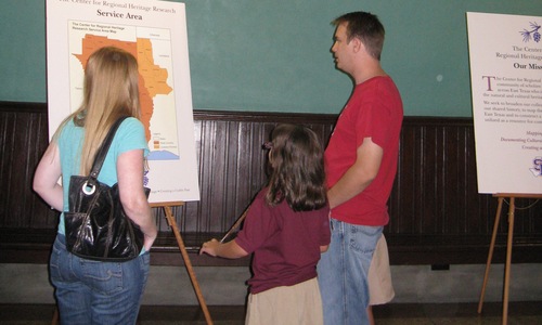 Visitors learn about the Heritage Center