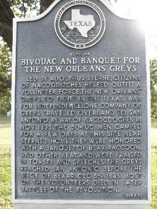 Historical Marker for Bivouac and Banquet for the New Orleans' Greys