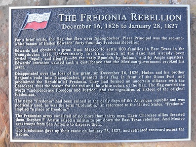 Fredonian Rebellion Plaque