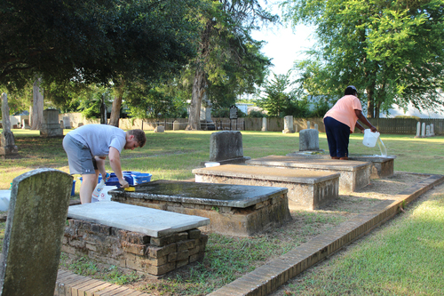 Russell Gravestones at beginning of cleaning 7-22-16
