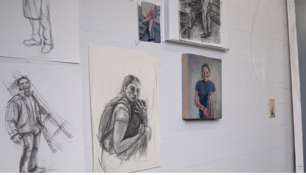 Arely Morales's sketches in studio