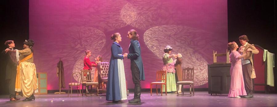 a scene from the SFA School of Theatre's production of Kate Hamill's "Pride and Prejudice"