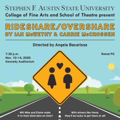 promotional poster for “Rideshare/Overshare”