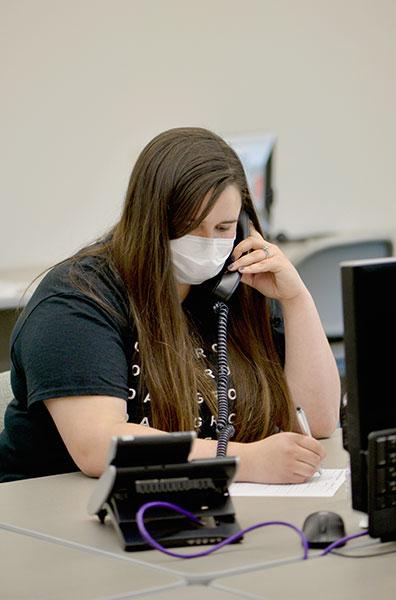 Cheyenne Kelley, who graduated with her nursing degree in May, volunteered at Nacogdoches County’s COVID call center, screening 20 to 30 calls a day. In the call center’s two months of operation, volunteers logged more than 2,700 calls, and health care providers completed 586 tests.