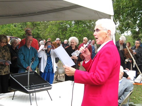 Group singing led by Ruth Sheppard, President of Troup Genealogical/Historical Society.
