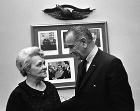 Lera Millard Thomas and President Lyndon Baines Johnson
