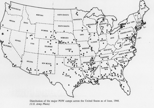 Map of all Prisoner of War Camps in the United States during World War II. (US Army Archives)