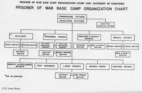 Organization outline for Prisoner of War Camps (US Army Archives)