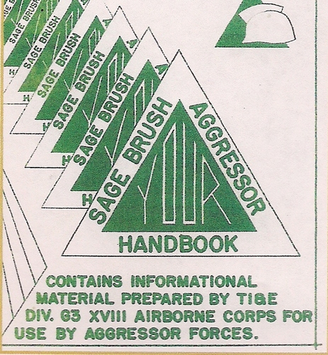 Copy of an Aggressor Handbook, issued to soldiers for Exervise Sage Brush in 1955 (Rickey Robertson Collection)