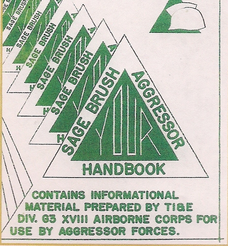 Copy of an Aggressor Handbook, issued to soldiers for Exervise Sage Brush in 1955 (Rickey Robertson Collection)