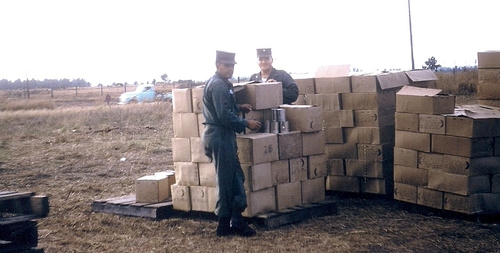 Supply dumps were scattered through the maneuver area for troops in the field during Exercise Sage Brush (Rickey Robertson Collection)