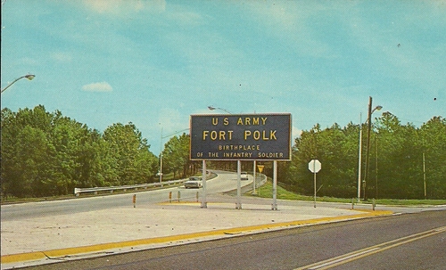 As trainee’s arrived at Fort Polk the first sign they saw was Fort Polk Home Of The Infantry Soldier . (Rickey Robertson Collection)