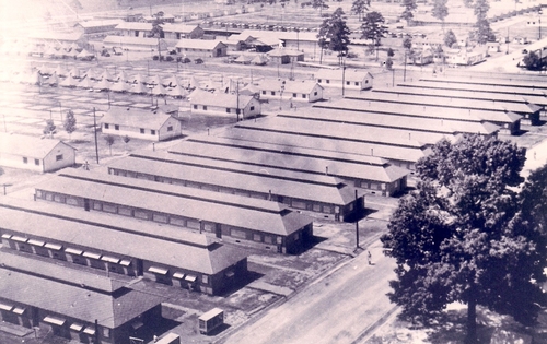 Barracks at Camp Beauregard during World War II. (Rickey Robertson Collection)