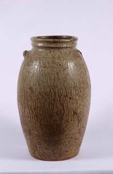 This alkaline-glazed storage jar, probably manufactured in Rusk County between 1860 and 1920, is currently on display at the Stone Fort Museum.
