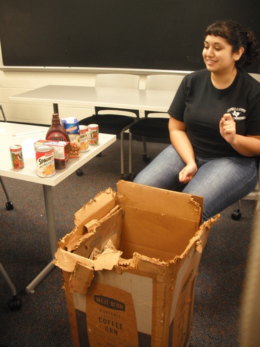 Laura Blackburn examining materials from Millard's Crossing - determined NOT archival!