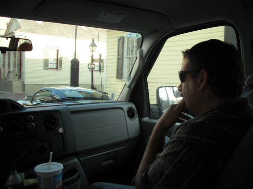 Dr. Paul Sandul admiring the traffic in the French Quarter of New Orleans Saturday evening