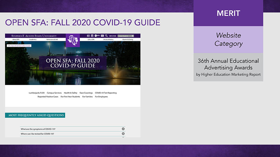 Open SFA: Fall 2020 COVID-19 Guide: Merit Award - Website Category
