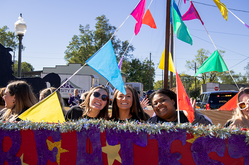 Sorority participants in downtown Nacogdoches parade