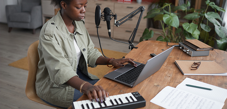 Stock image of person composing music
