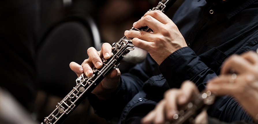 stock image of person playing oboe