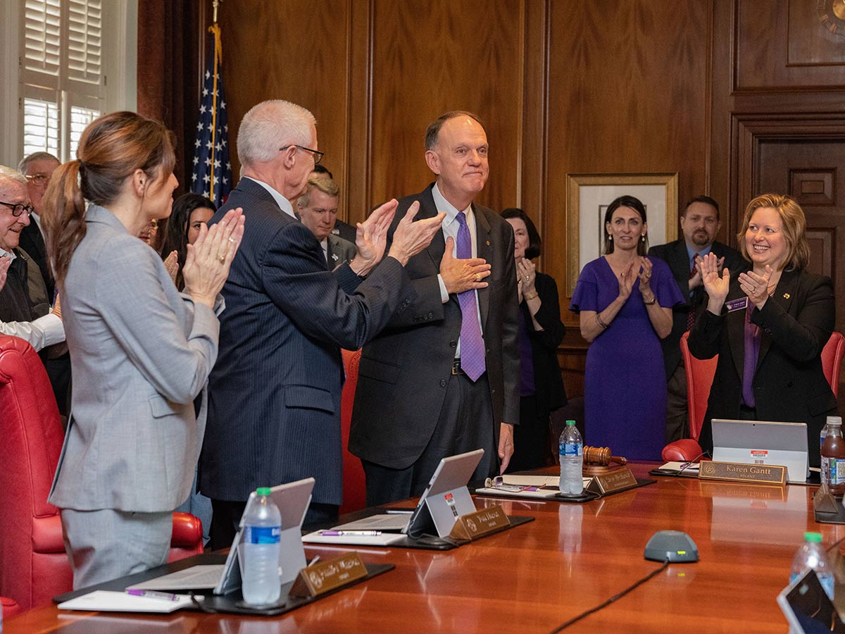 The SFA Board of Regents celebrated Presidents Day by officially electing Dr. Steve Westbrook the 10th president of the university Feb. 20. Photo by Lizeth Rodriguez Santes