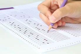 student taking a standardized test
