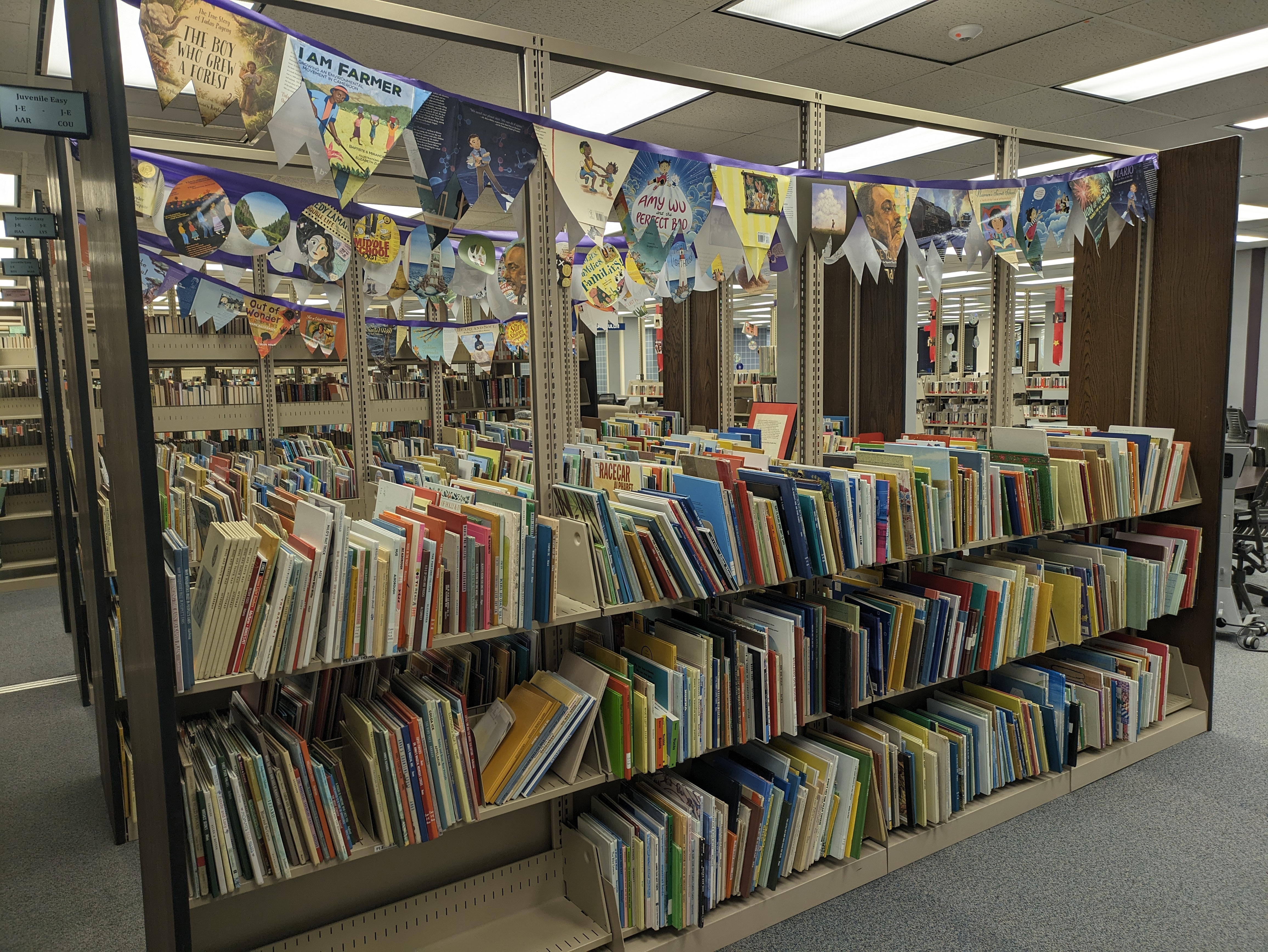shelves of children's books