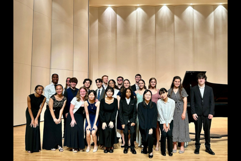 Student pianists post for a group photo