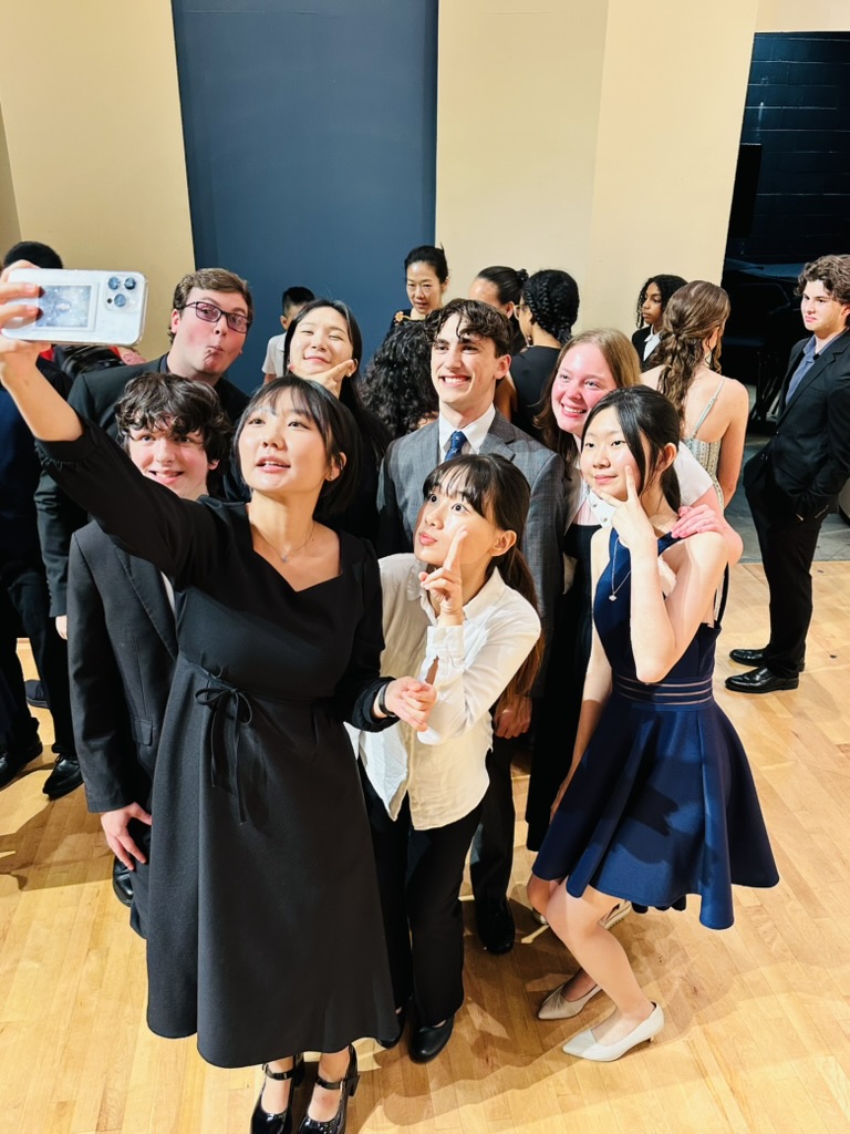 Student pianists post for a group photo
