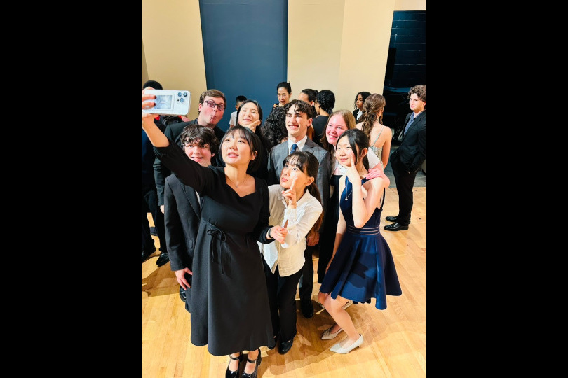 Student pianists post for a group photo