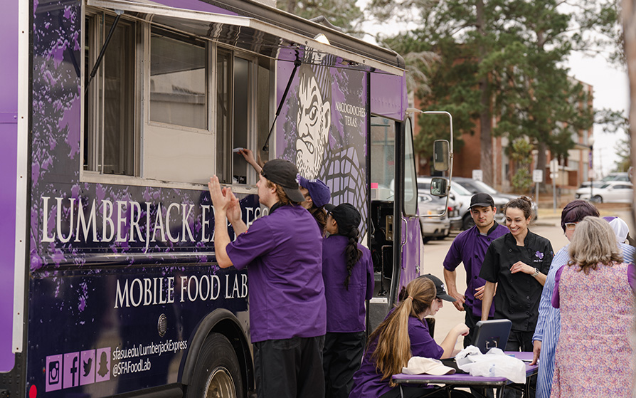 Lunch rush at the Lumberjack Express Mobile Food Lab