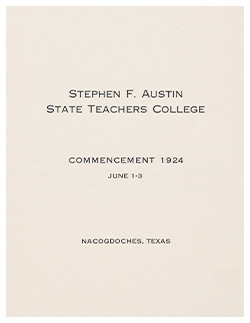 SFA sub-college commencement program from 1924