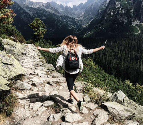 woman hiking in the mountains