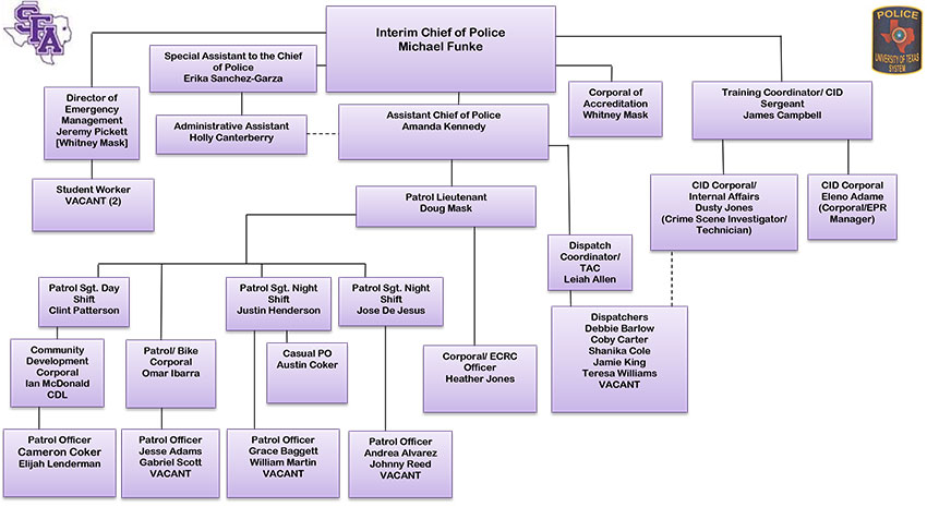 University of Texas System Police Department organizational chart