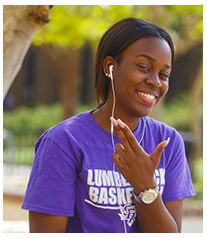student wearing purple