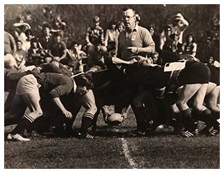 Bob Fleet playing rugby