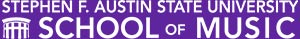 School of Music wordmark white text on purple background