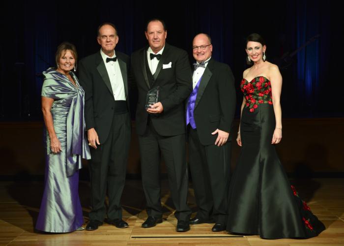 Pictured, from left, are Brigettee Henderson, chair of the SFA Board of Regents; Dr. Steve Westbrook, SFA acting president; Walter E. “Loddie” Naymola, donor and Thomas J. Rusk Society inductee; Jimmy Mize, SFASU Foundation chairman; and Jill Still, vice president for university advancement.