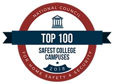 The National Council for Home Safety and Security top 100 safest colleges in America badge