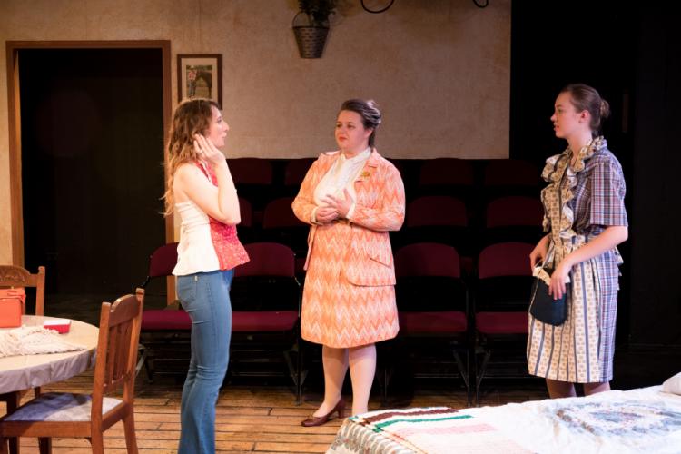 Theatre students North Richland Hills senior Cortney Francisco; New Diana junior Miriam Newman; and Gilmer junior Bethany Trauger in a scene from SFA's production of "Crimes of the Heart."
