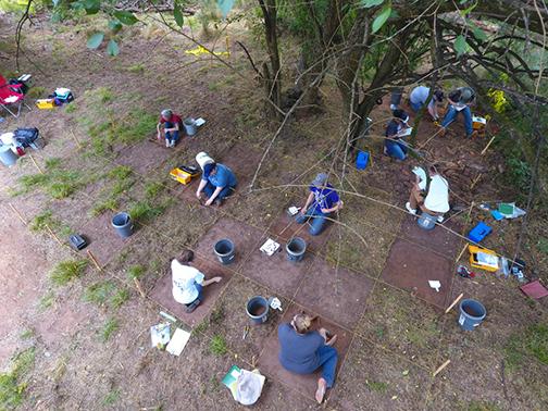 SFA anthropology students excavating Millard's barn