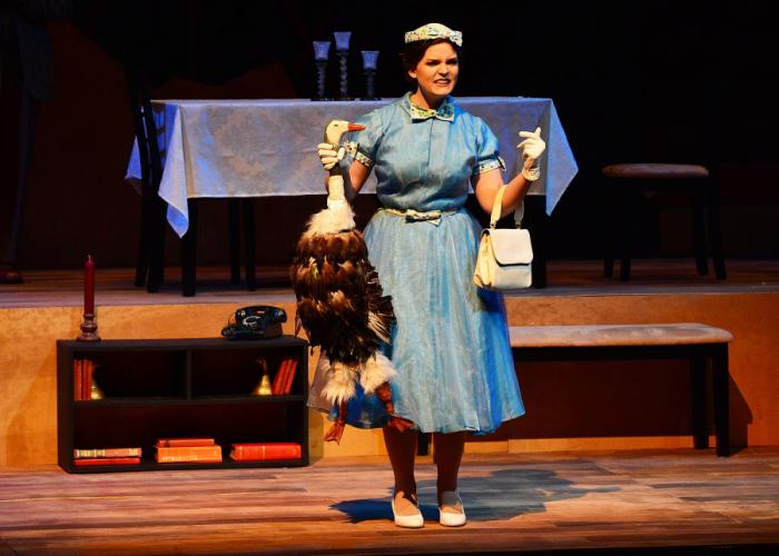 Huffman junior theatre student Sidney Lowell plays the role of Babette in the SFA School of Theatre’s presentation of Max Frisch’s play “(Biedermann and) The Firebugs.”