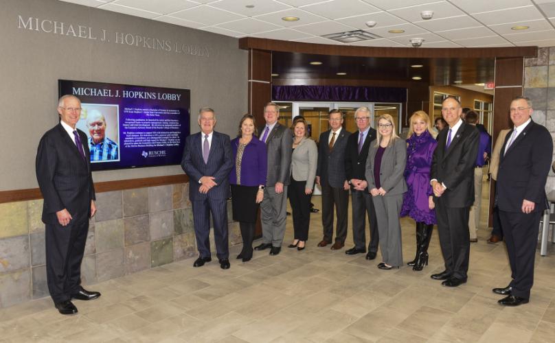 Regents at Stephen F. Austin State University unveiled the Michael J. Hopkins Lobby during their quarterly meeting Jan. 28.
